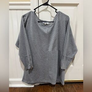 Calvin Klein Women's Gray Striped Sweatshirt